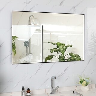 36 inch Rectangular Framed Wall Mounted Bathroom Vanity Mirror - 36" x 24" - Bed Bath & Beyond ...