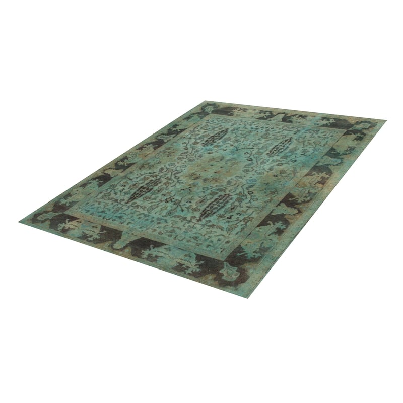 ECARPETGALLERY Hand-knotted Vibrance Cyan Wool Rug - 7'10 x 9'6