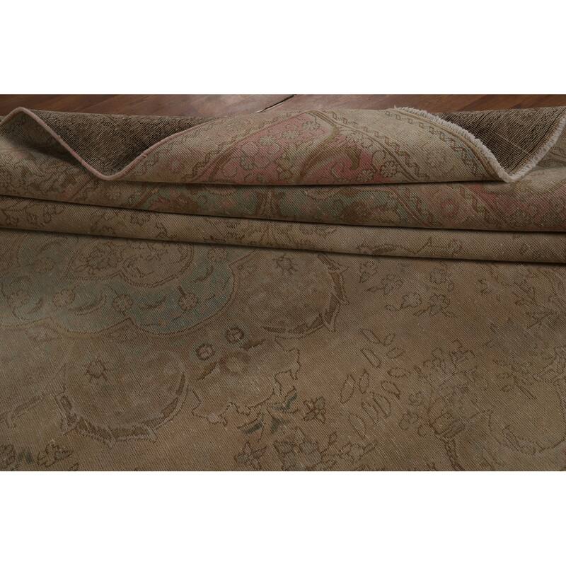 Medallion Tabriz Persian Vintage Area Rug Hand-Knotted Wool Carpet - 9'6" x 12'8"