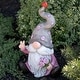 preview thumbnail 3 of 3, Magnesium Garden Gnome Holding Flowers with Grey Hat