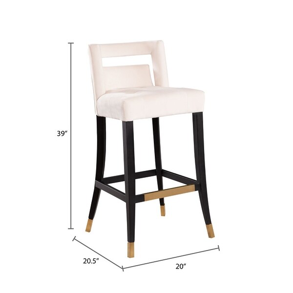 Abbyson Jemma Velvet Bar Stool with Gold Accents