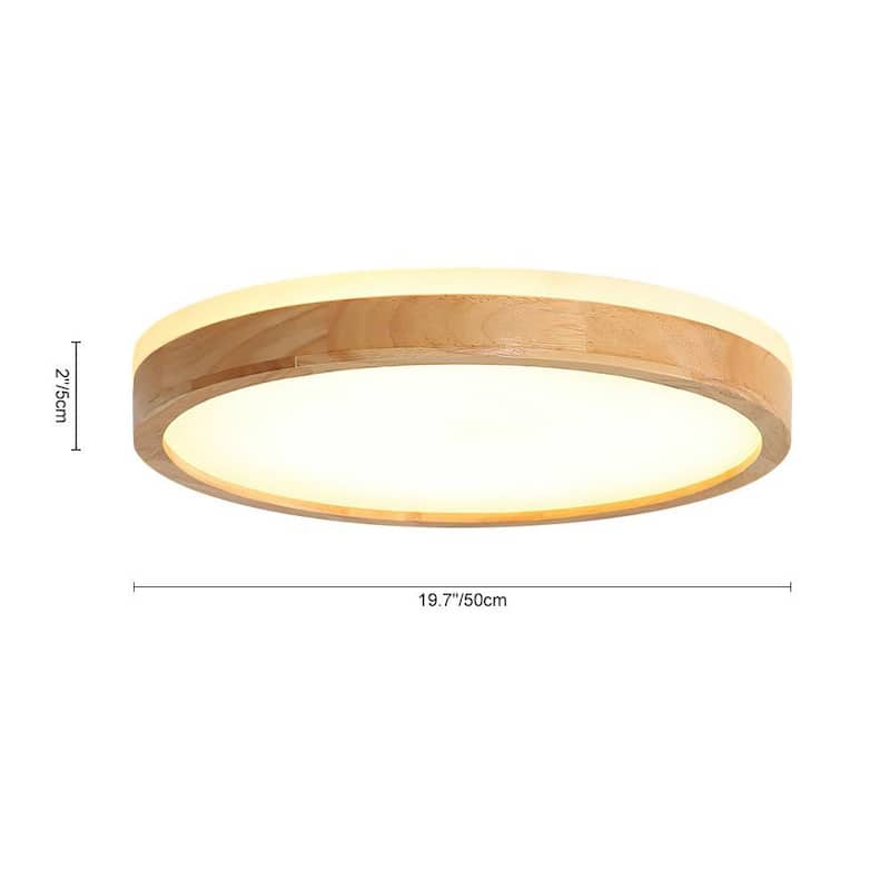 Dimmable Round Wooden LED Flush Mount Ceiling Light
