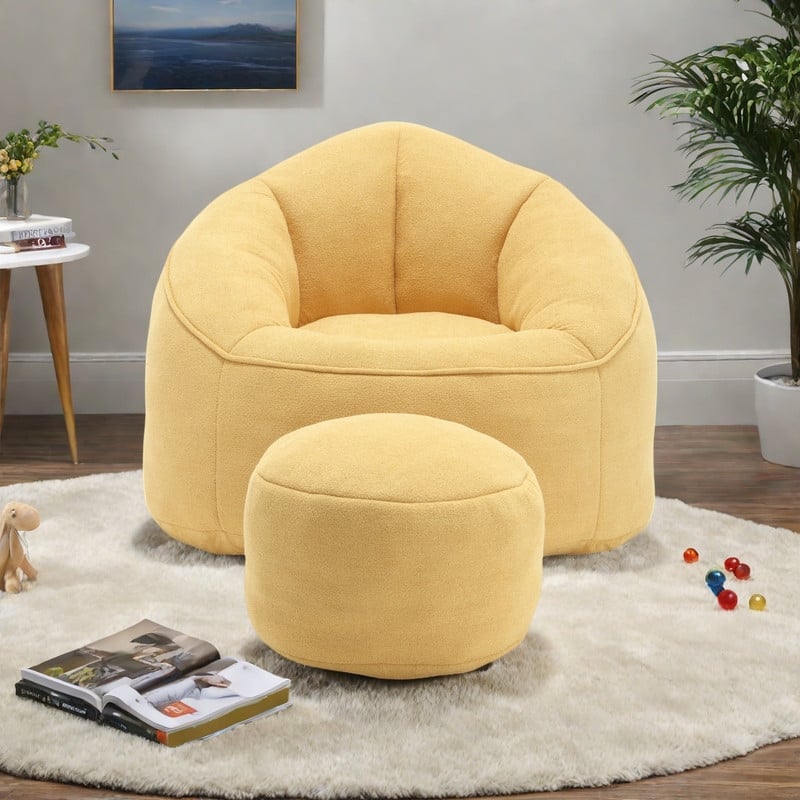 Microfiber High-Density Foam Bean Bag Lounge Chairs with Removable Footrest