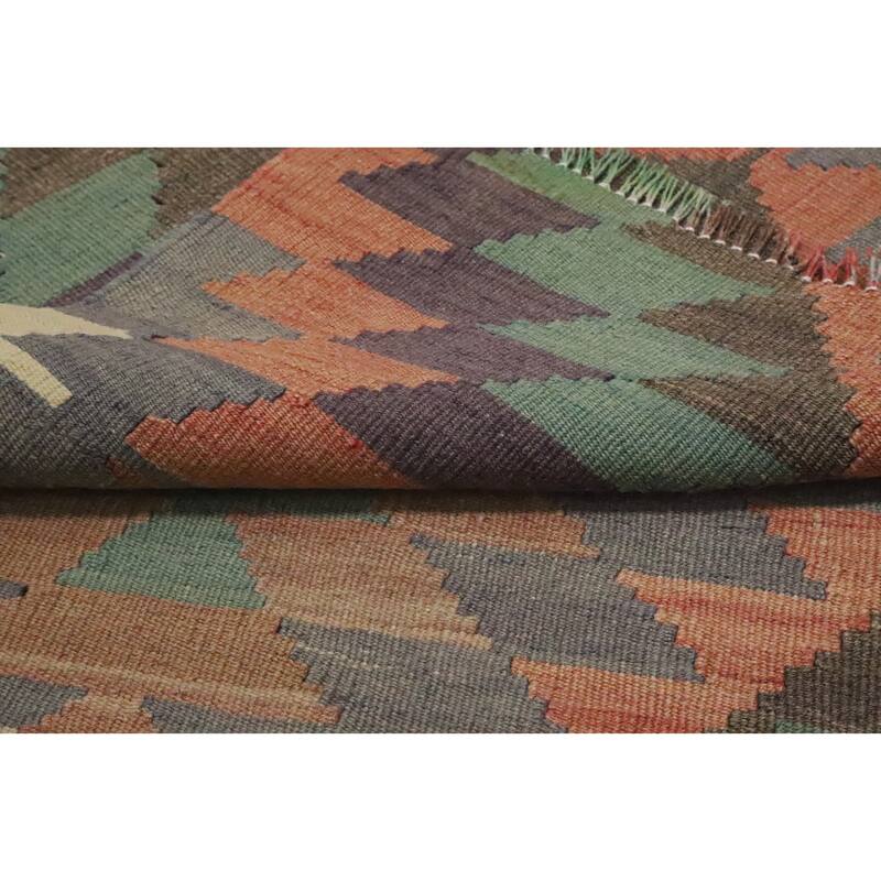Hand Woven Oriental 100% Wool Carpet Southwestern Tribal Multi-Colored Kilim Area Rug - 7' 2'' X 5' 8''