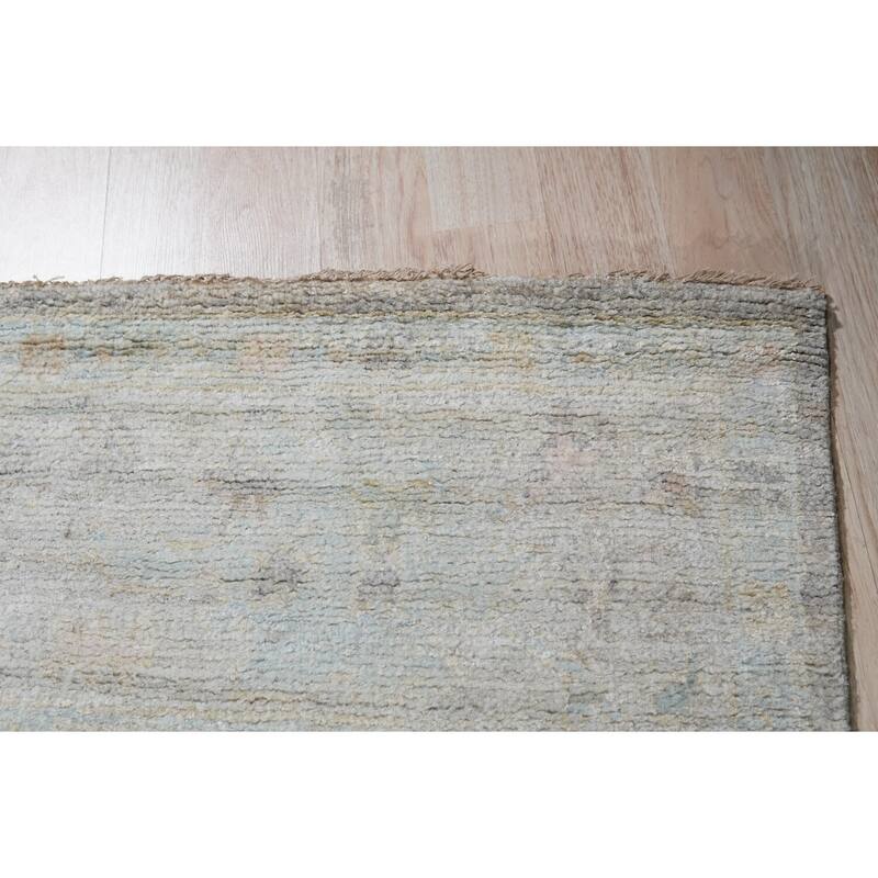 Hand-Knotted Natural Silk Oushak Rug, 9' x 12', Green/Duck Green Area Rug, Stylish Soft Texture for Living Spaces - L