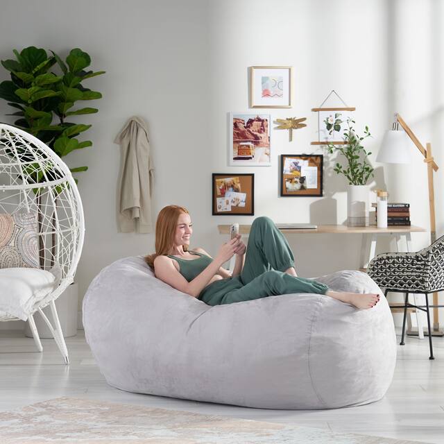 Asher Traditional 6.5-foot Suede Bean Bag Chair by Christopher Knight Home