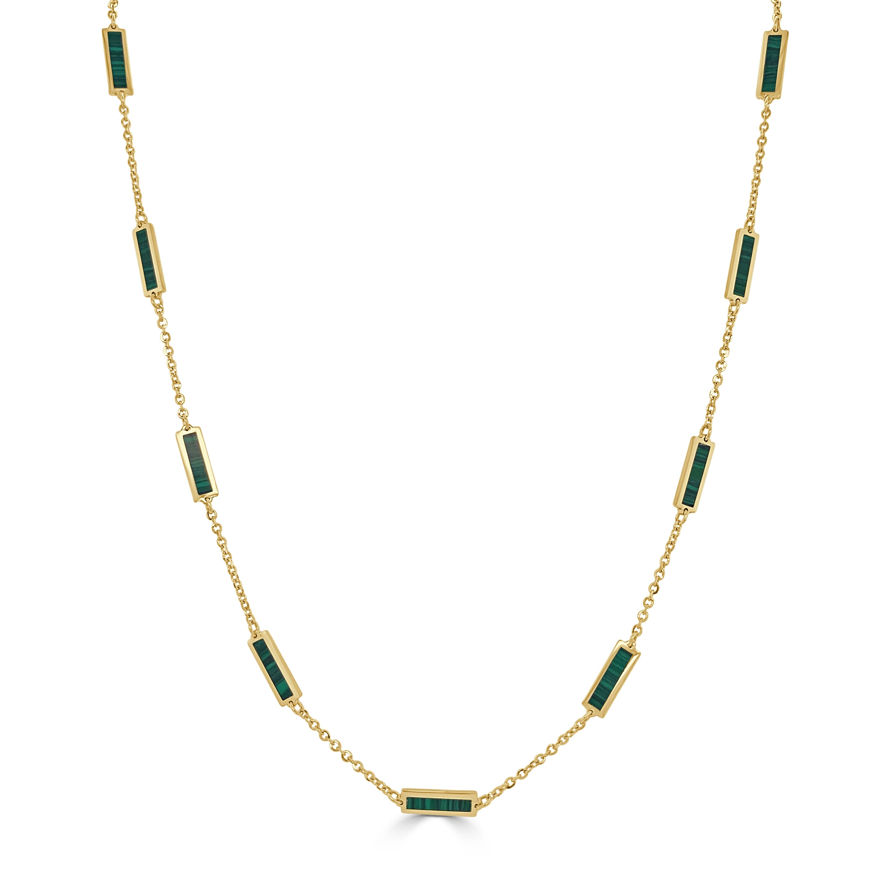 Joelle Malachite Layered Bar Necklace 18 Inches - 14K Gold Malachite Necklace