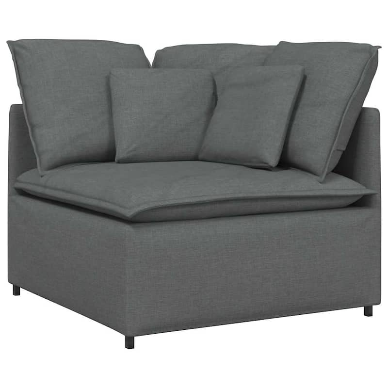 vidaXL Modular Sofa with Footstool&Cushions Fabric Dark Gray - 122.8" x 80.7" x 25.2"