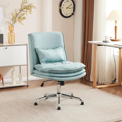 Upholstered Armless Polyester Fiber Task Office Chair