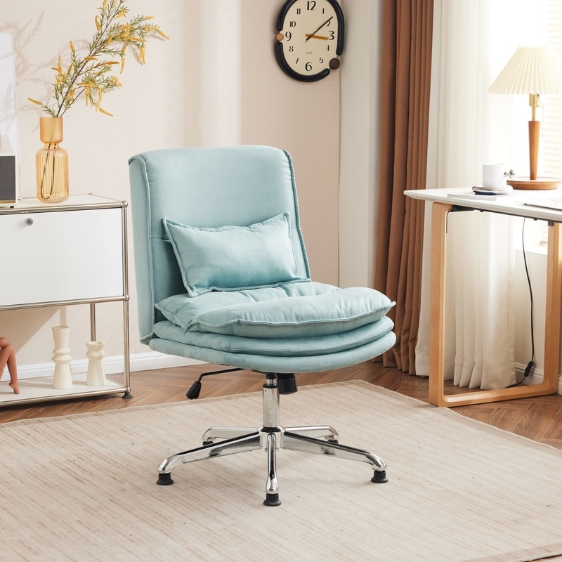 Upholstered Armless Polyester Fiber Task Office Chair