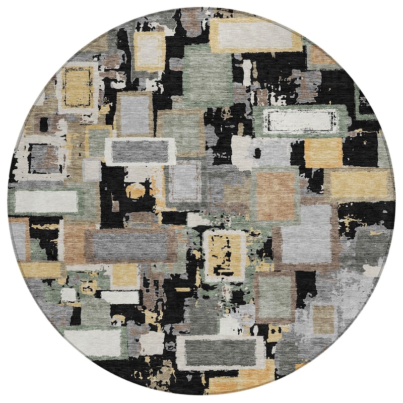 Machine Washable Indoor/ Outdoor Contemporary Geo Chantille Rug