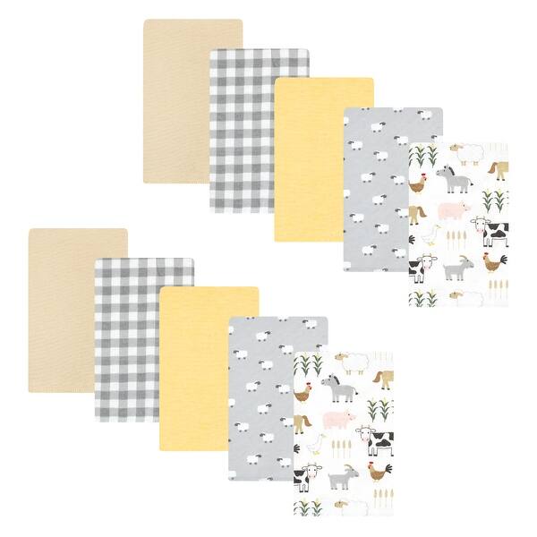 slide 1 of 1, Hudson Baby Cotton Flannel Burp Cloths, Cute Farm 10-Pack, One Size - Cute Farm 10-Pack - One Size