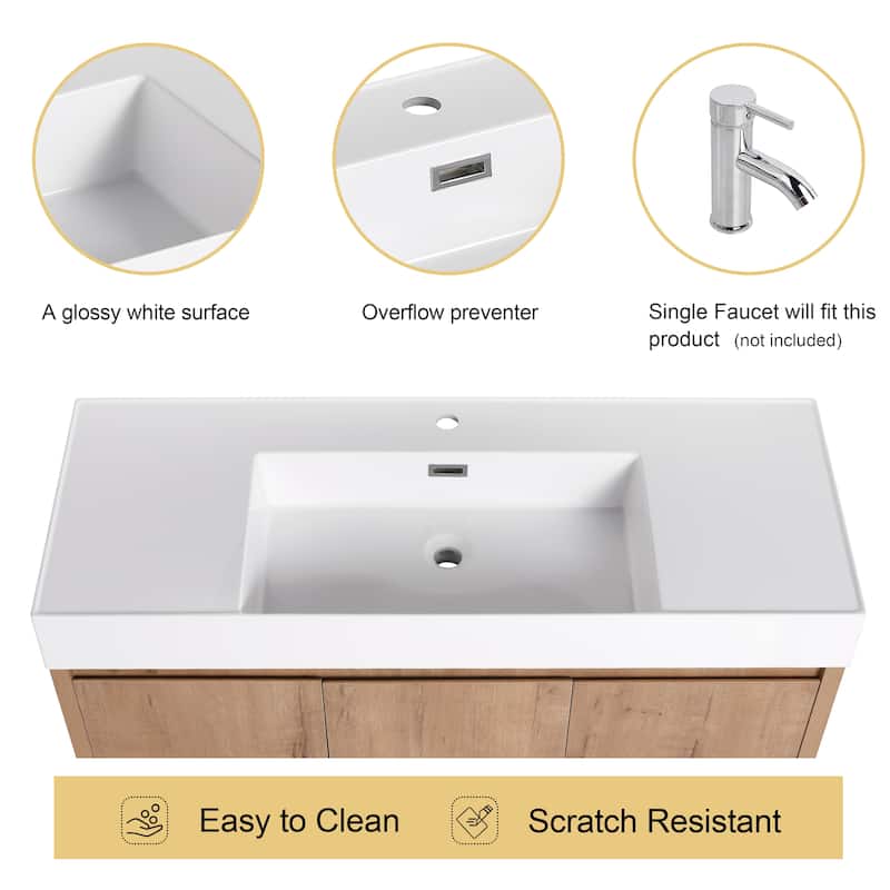 Malwee 24"/30"/48"/60" FreeStanding Bathroom Vanity, Floor Stand Bathroom Vanity with Resin Top,Soft Close Door