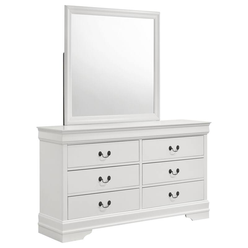 Louis Philippe 6-drawer Dresser and Mirror White - Dresser with Mirror