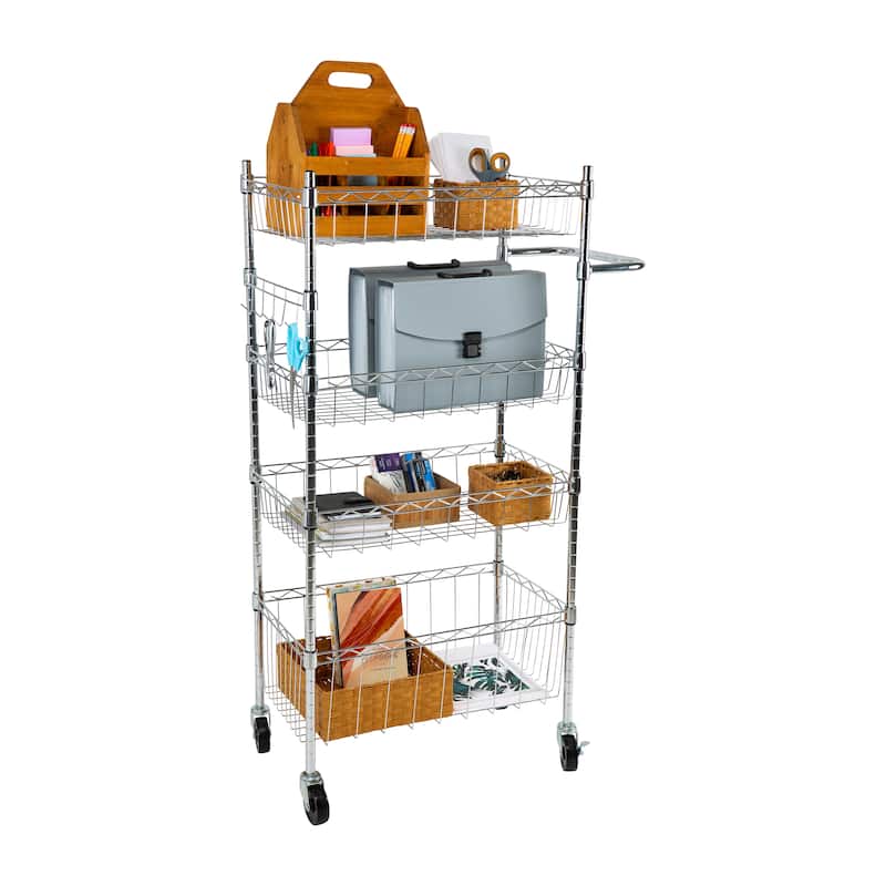 Organize It All 4 Tier Utility Cart - 23.62" x 17.78" x 47.24"