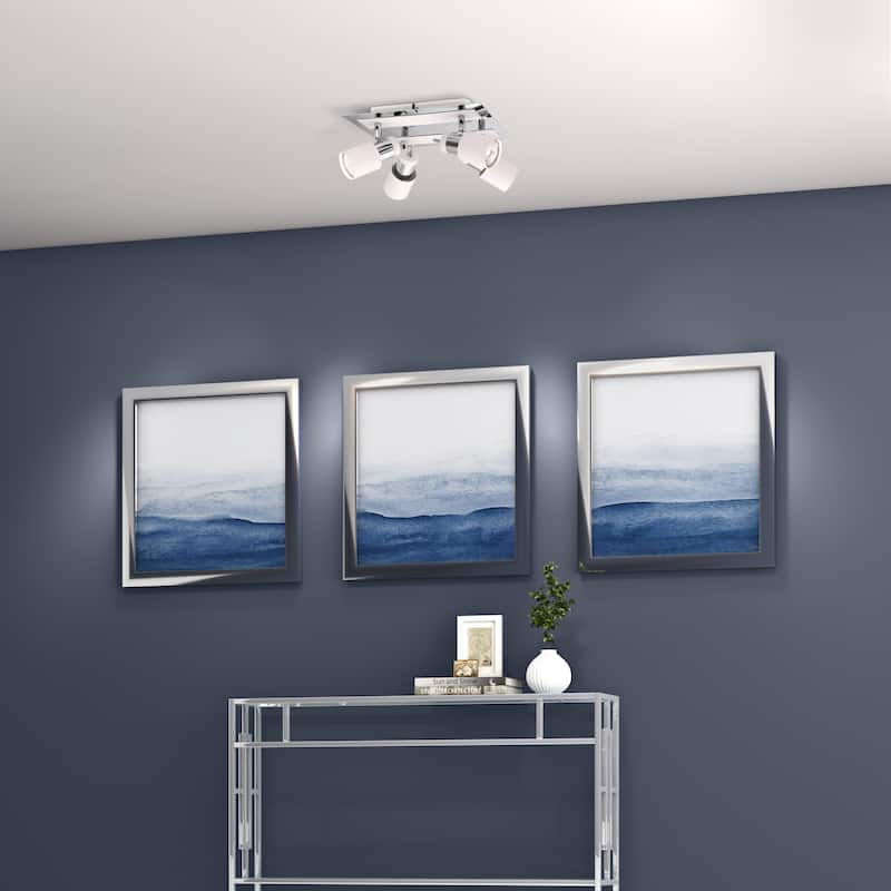 Eglo Davida 4-Light Chrome and White Semi-Flush Mount with White Glass