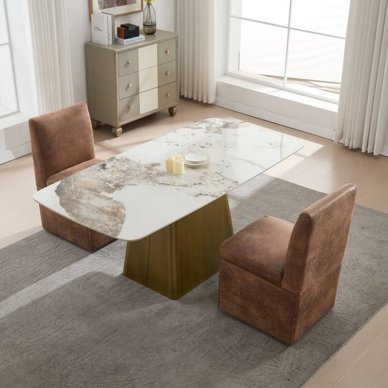 360 Degree Swivel Upholstered Dining Chairs Set of 2,Swivel Dining Chairs with Casters & Storage, Modern Rolling Chair