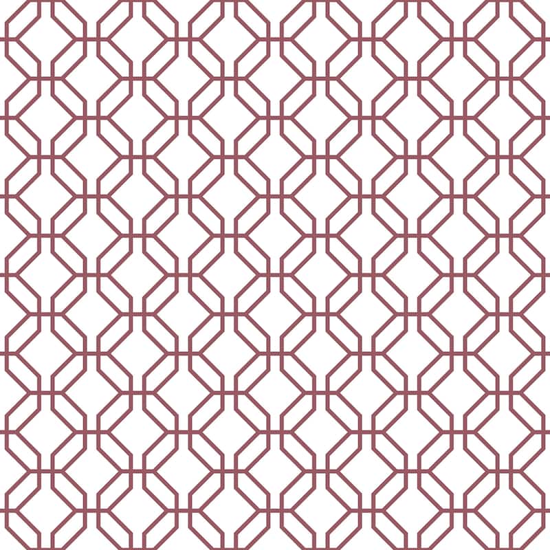 Galerie Wallcoverings Secret Garden Octogonal Trellis Non-woven Matte Wallpaper Roll - 33 feet x 21 inches - Red