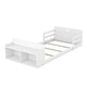 preview thumbnail 10 of 8, Twin Floor Bed with Guardrail and Storage Footboard, White