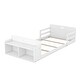 preview thumbnail 20 of 18, Twin Floor Bed with Storage Footboard & Guardrails - Pine Wood Construction