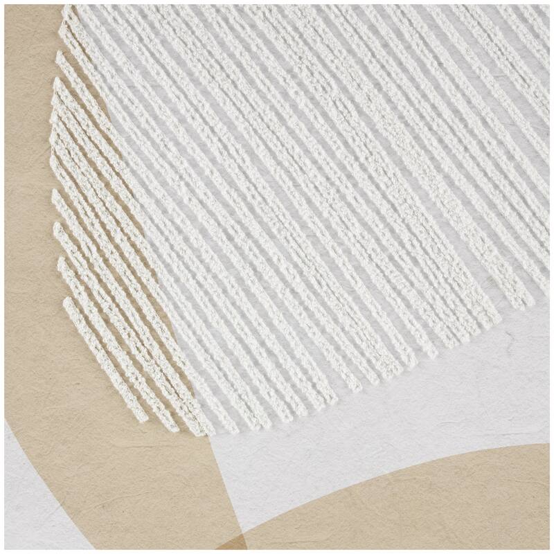 Wooden Abstract Overlapping Shapes Living Room Wall Decor with White Fabric Detailing - Brown - Roche River Decor