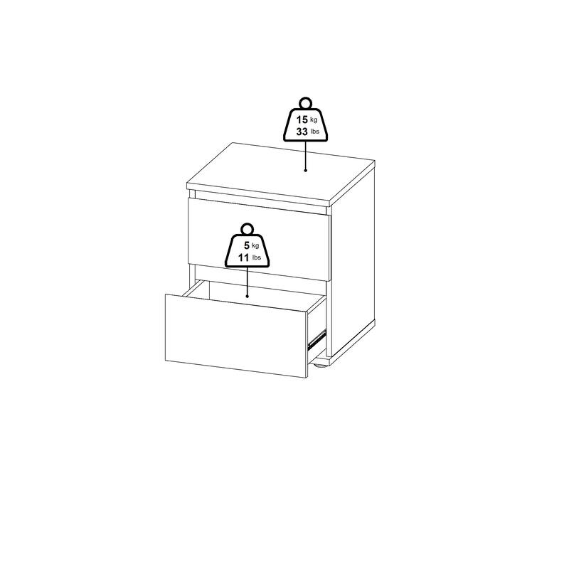 Porch & Den Aurora 2 Drawer Nightstand, Jackson Hickory