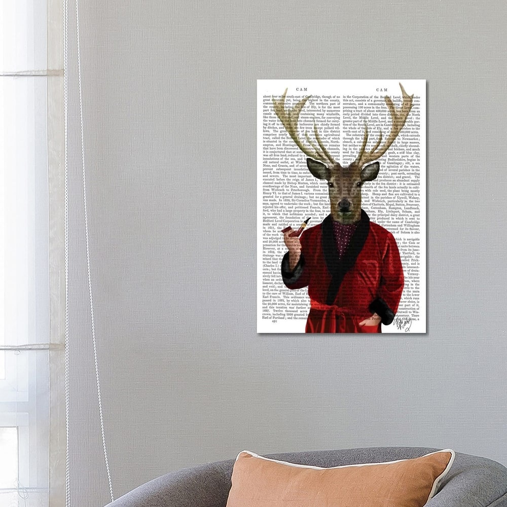 iCanvas "Deer In Smoking Jacket" by Fab Funky Canvas Print