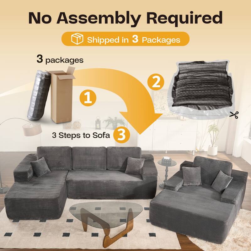 ​​OVIOS Modern Minimalist No-Assembly Living Room Set​