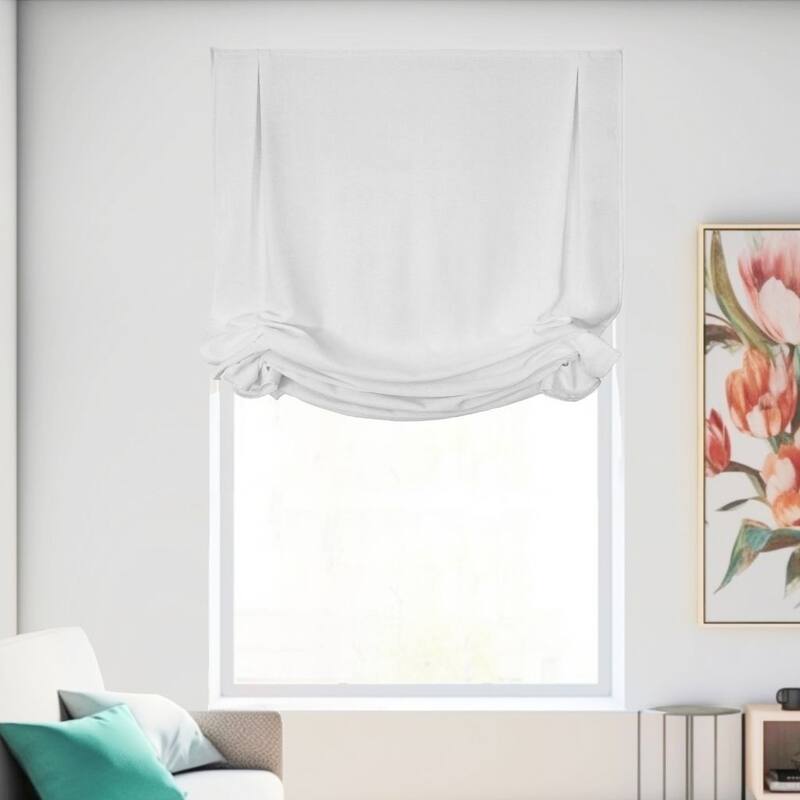 CHICOLOGY Cordless Roman Shades, Relaxed Window Blinds - 31"W X 64"H - White (Tulip)
