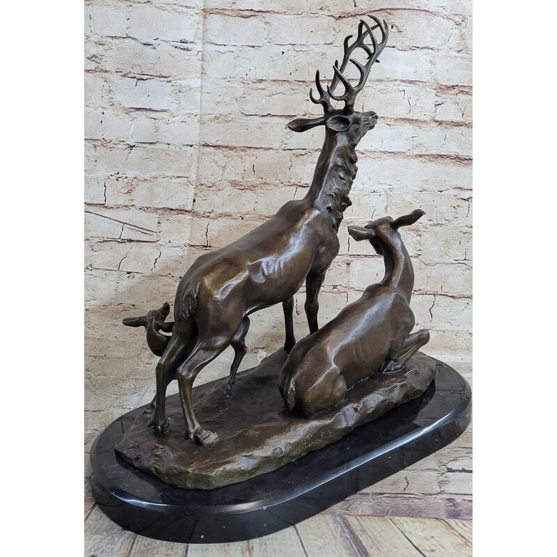 Bronze Marble Statue Elk Deer Caribou Buck Stag Lodge Sculpture Statue
