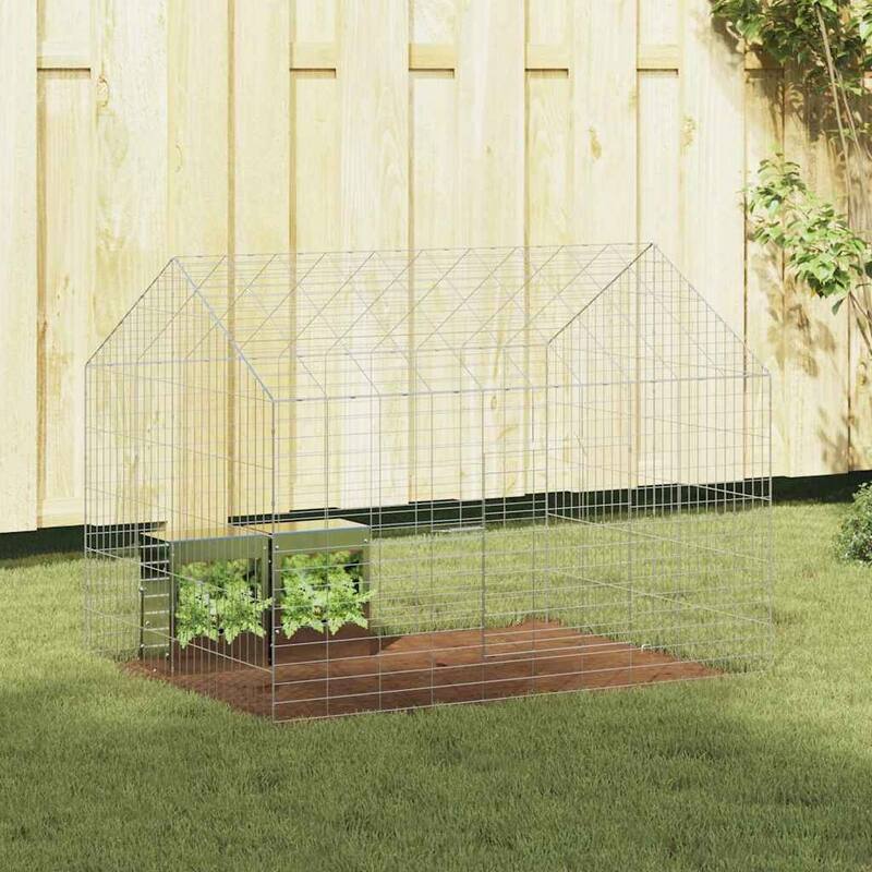 vidaXL Rabbit Cage Silver 400 x 78 x 78 cm Galvanised Steel - Silver-39.37 in.