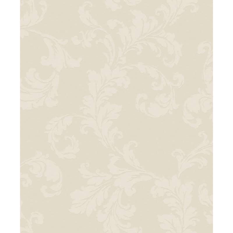 Galerie Wallcoverings Emporium 3D Embossed Floral Acanthus Trail Non-woven Glitter Wallpaper Roll - 33 feet x 21 inches - White