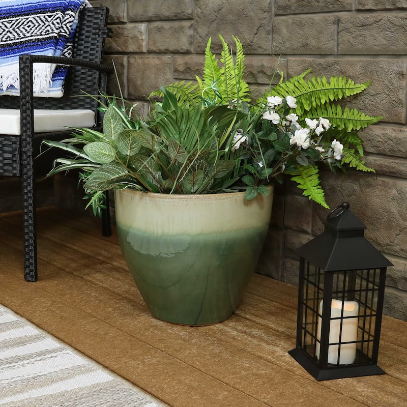 Sunnydaze Resort Glazed Ceramic Planter 13-Inch