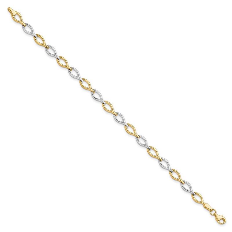 Curata 10k Two tone Gold 5.5mm Polished Sparkle Cut Horseshoe Bracelet 7.5 Inch