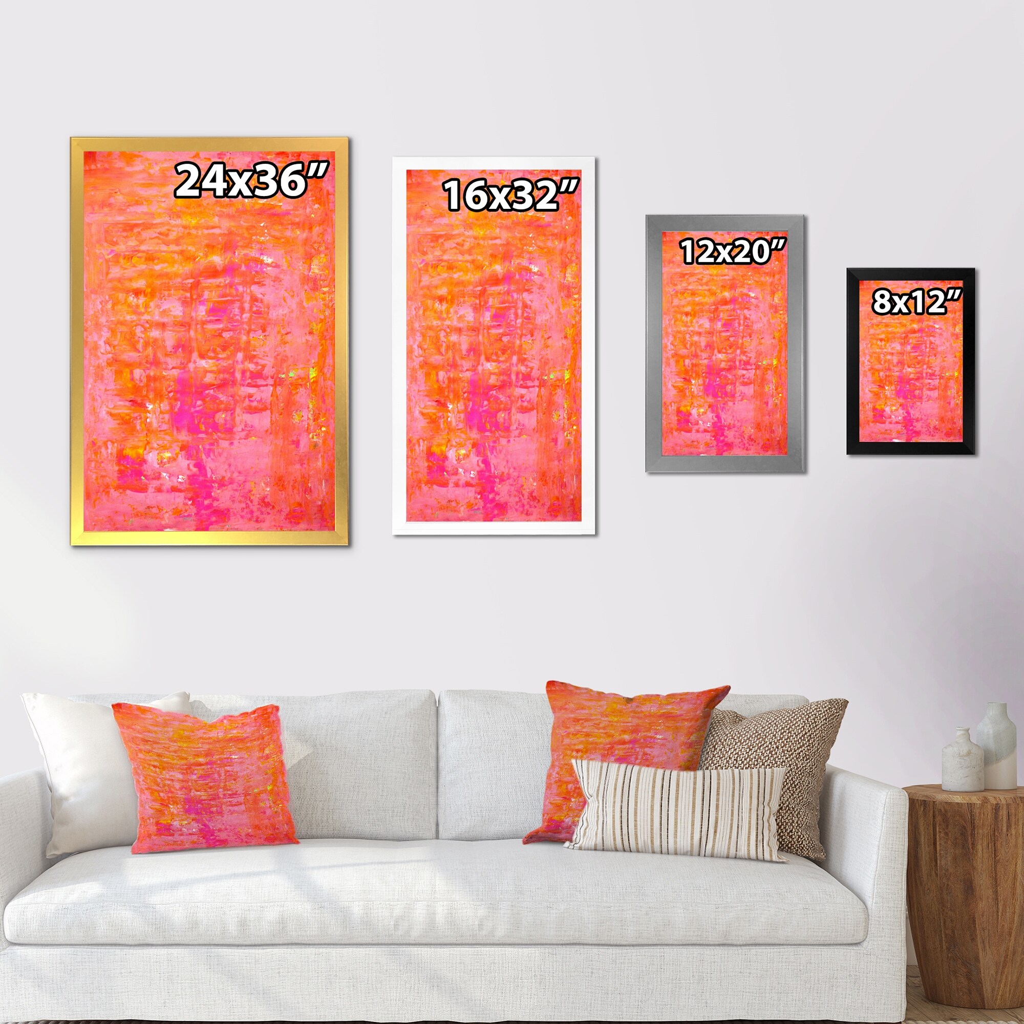 Designart Orange Meets Pink Modern Art Framed Wall Decor for Contemporary Spaces-image