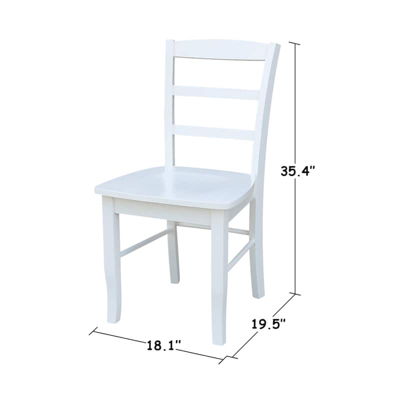 Solid Wood Dining Table with Two Madrid Chairs in White - (Set of 3)