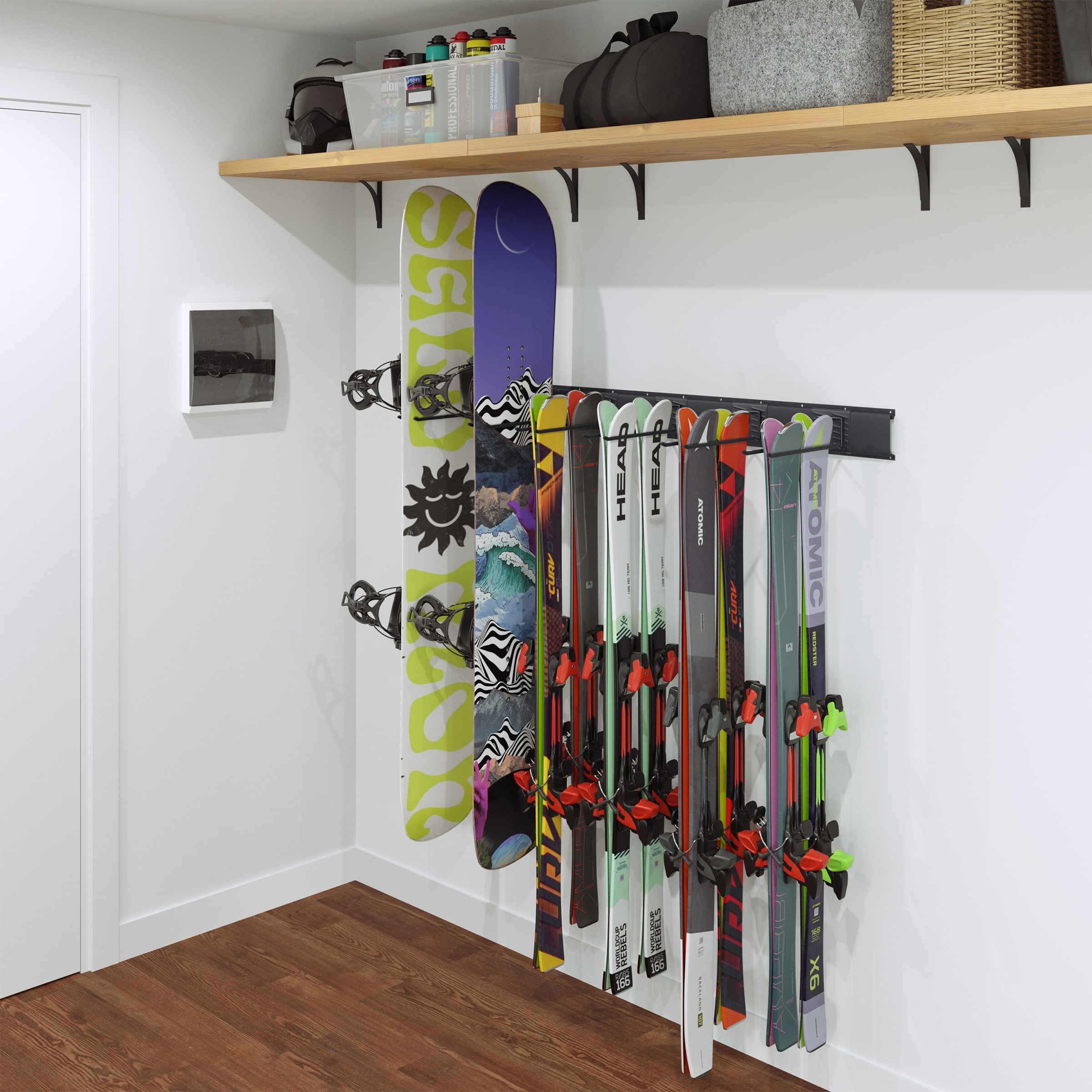 Snowboard storage rack top
