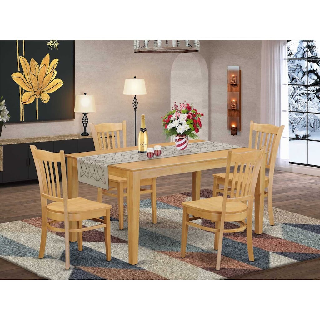 Small Dining Table Set for 6 - Capri Style Rectangular Table & Chairs - Elegant Kitchen Dining Room Furniture