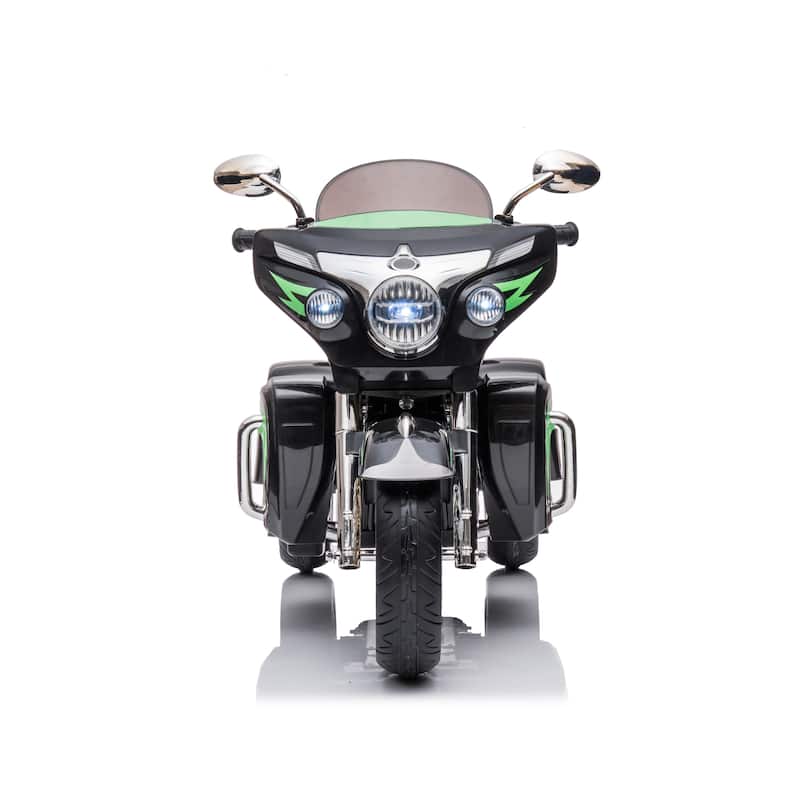 Kids 3-Wheel Motorcycle with Dual Seats, Black Ride-On Motorcycle Electric Motorcycle with LED Headlight