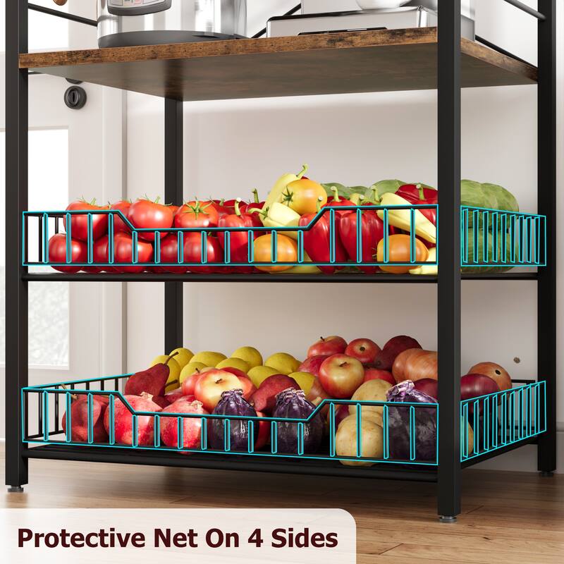 Kitchen Bakers Rack, Microwave Oven Stand with 2 Large Wire Basket