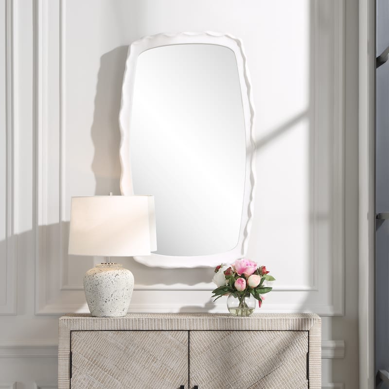 Uttermost Marbella White Mirror - 22"W x 37.8"H x 2.5"D