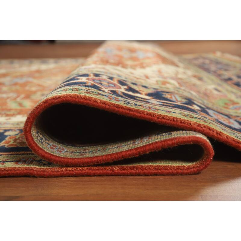 Orange Heriz Serapi Indian Area Rug Handmade Traditional Wool Carpet - 7'10" x 9'10"