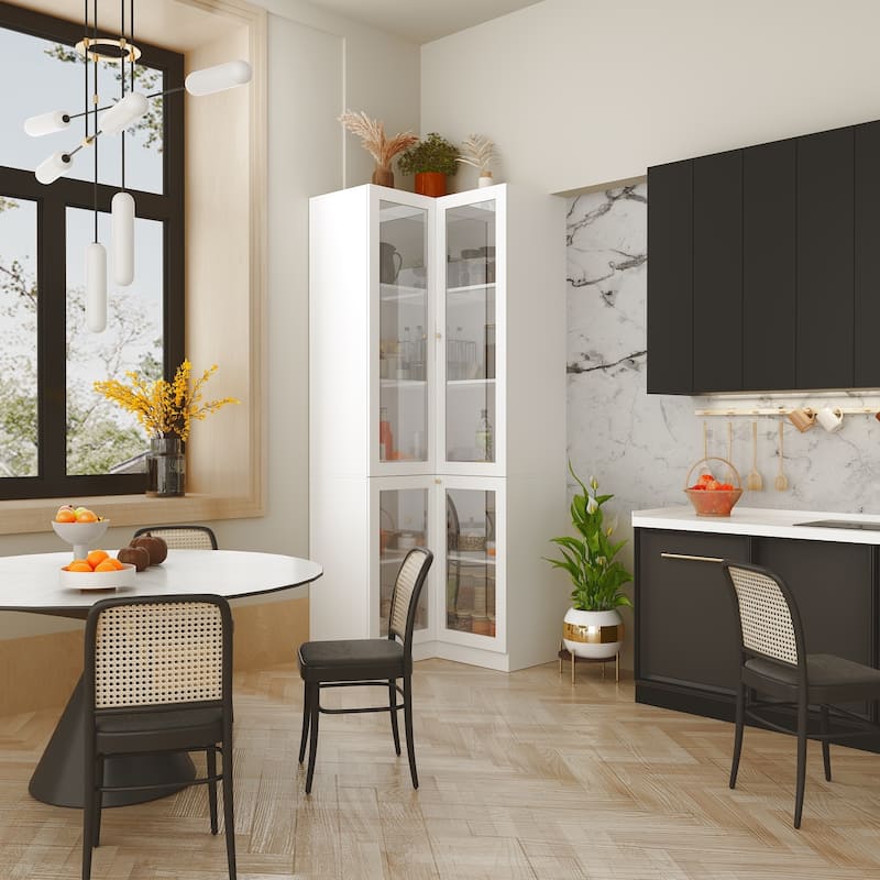 78.7"H White Corner Bathroom Cabinet - Stylish Storage for Any Room