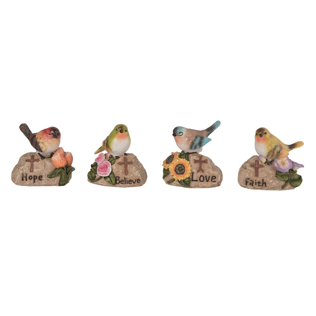 Transpac Resin Inspirational Bird Set of 4 Spring Home Decorations