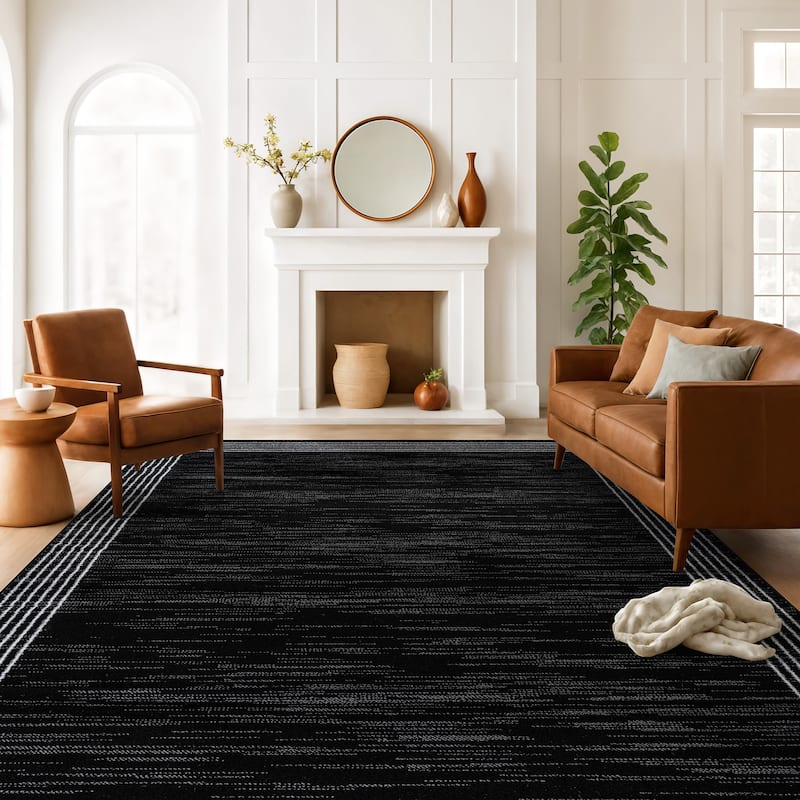 World Rug Gallery Modern Geometric Border Area Rug - 7'10" x 10'