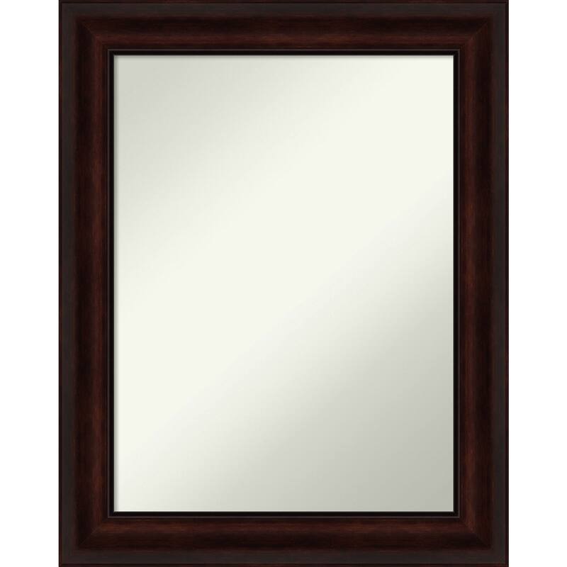 Non-Beveled Bathroom Wall Mirror - Coffee Bean Brown Frame