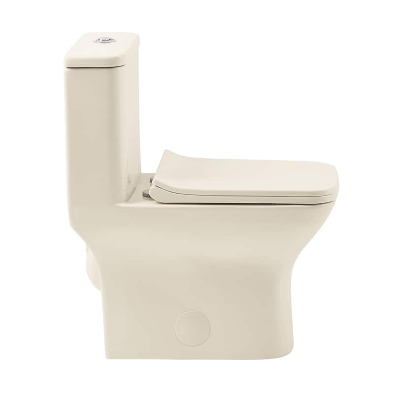 Carré One-Piece Square Toilet Left Side Flush Handle Toilet 1.28 gpf