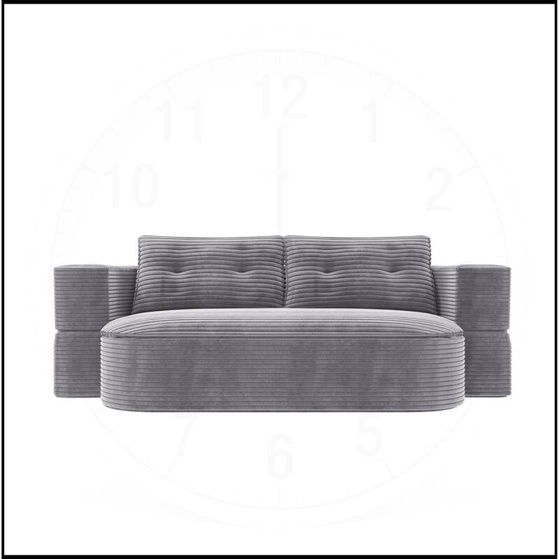 78.7 " W 2-in-1 Plush Corduroy Foldable Sofa
