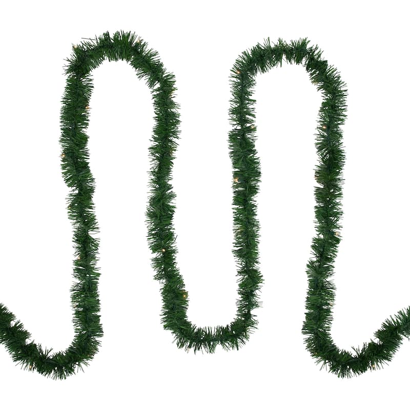 18' Pre-Lit Pine Two-tone Artificial Christmas Garland - Clear Lights