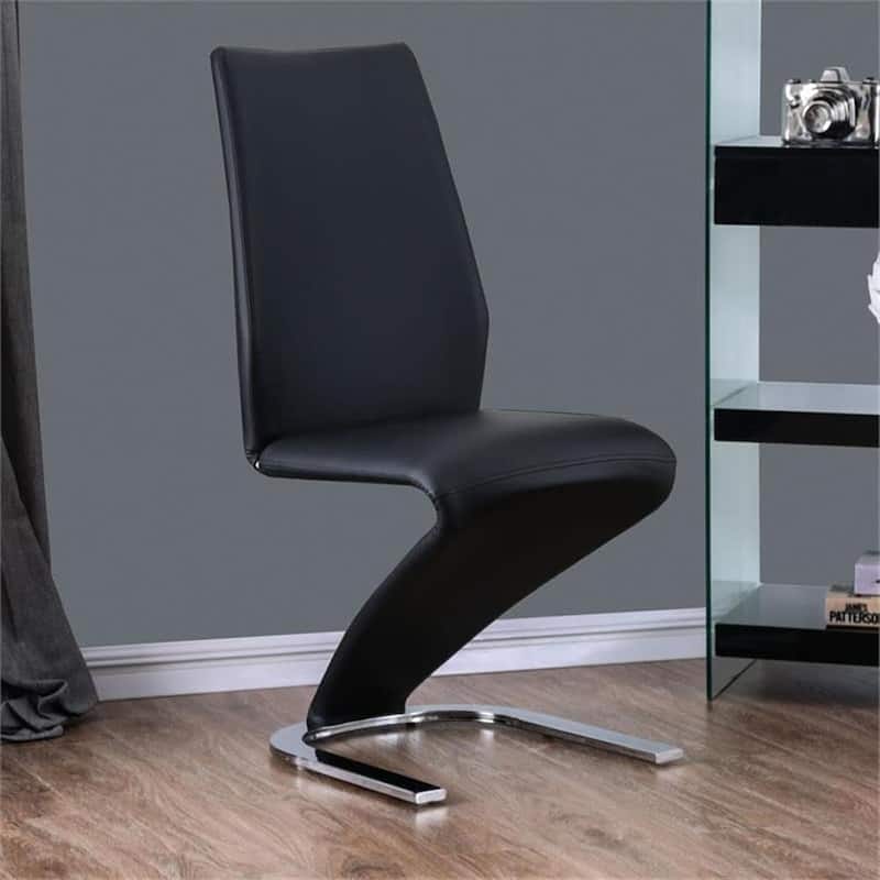 Contemporary Black Finish Z-Shaped Side Chairs Set